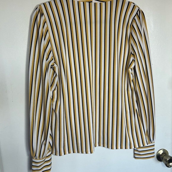 Adrianna Papell Cream and Gold Striped Blouse - Picture 7 of 8